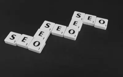Black and white image of SEO letters for Dubai Best performance specialist.